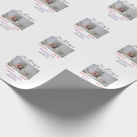 Baby birth stats add name place date keepsake memo geschenkpapier (Ecke)