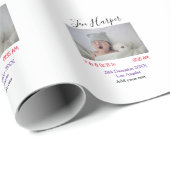Baby birth stats add name place date keepsake memo geschenkpapier (Rolleneckpunkt)