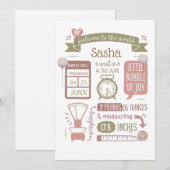 Baby Birth Stats Ankündigung Pink (Vorne/Hinten)