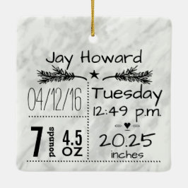 Baby Birth Stats Birth Record Christmas Foto Keramikornament