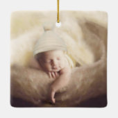 Baby Birth Stats Birth Record Christmas Foto Keramikornament (Rückseite)
