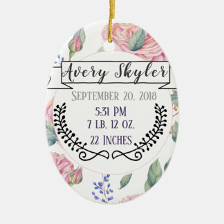 Baby Birth Stats Birth Record Christmas Photo Keramik Ornament