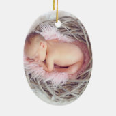 Baby Birth Stats Birth Record Christmas Photo Keramik Ornament (Hinten)