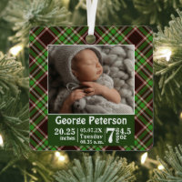 Baby Birth Stats Birth Record Foto Green Kariert