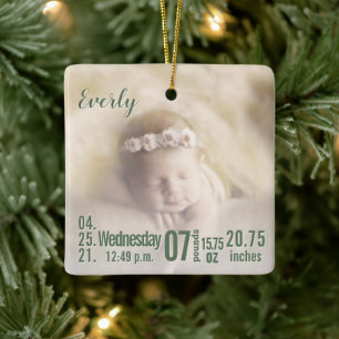 Baby Birth Stats Birth Record Weihnachtsgebäck Fot Keramikornament