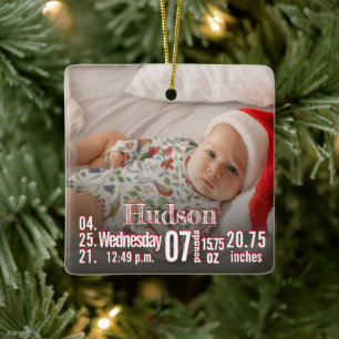 Baby Birth Stats Birth Record Weihnachtsgebäck Fot Keramikornament