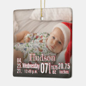Baby Birth Stats Birth Record Weihnachtsgebäck Fot Keramikornament (Links)