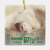 Baby Birth Stats Birth Record Weihnachtsgebäck Fot Keramikornament (Vorderseite)