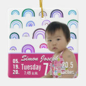 Baby Birth Stats Birth Record Weihnachtsgebäck Fot Keramikornament (Vorderseite)