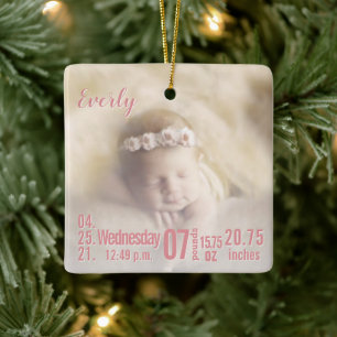 Baby Birth Stats Birth Record Weihnachtsgebäck Fot Keramikornament