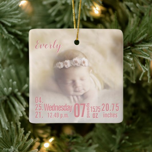Baby Birth Stats Birth Record Weihnachtsgebäck Fot Keramikornament (Baum)