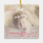 Baby Birth Stats Birth Record Weihnachtsgebäck Fot Keramikornament (Vorderseite)