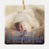 Baby Birth Stats Birth Record Weihnachtsgebäck Fot Keramikornament (Vorderseite)