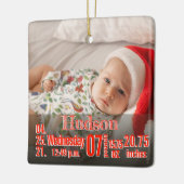 Baby Birth Stats Birth Record Weihnachtsgebäck Fot Keramikornament (Links)