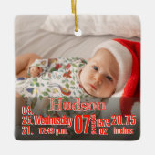 Baby Birth Stats Birth Record Weihnachtsgebäck Fot Keramikornament (Vorderseite)