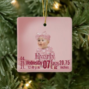 Baby Birth Stats Birth Record Weihnachtsgebäck Fot Keramikornament
