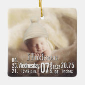 Baby Birth Stats Birth Record Weihnachtsgebäck Fot Keramikornament (Vorderseite)
