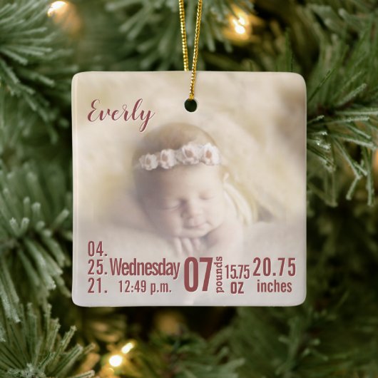 Baby Birth Stats Birth Record Weihnachtsgebäck Fot Keramikornament (Baum)