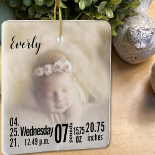 Baby Birth Stats Birth Record Weihnachtsgebäck Fot Keramikornament