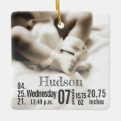 Baby Birth Stats Birth Record Weihnachtsgebäck Fot Keramikornament (Vorderseite)
