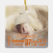 Baby Birth Stats Birth Record Weihnachtsgebäck Fot Keramikornament (Vorderseite)