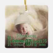 Baby Birth Stats Birth Record Weihnachtsgebäck Fot Keramikornament (Vorderseite)