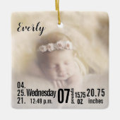 Baby Birth Stats Birth Record Weihnachtsgebäck Fot Keramikornament (Vorderseite)