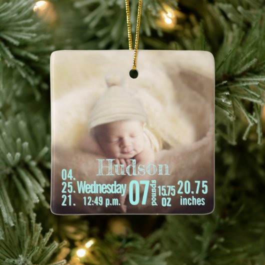 Baby Birth Stats Birth Record Weihnachtsgebäck Fot Keramikornament (Baum)