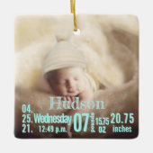 Baby Birth Stats Birth Record Weihnachtsgebäck Fot Keramikornament (Vorderseite)