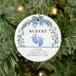 Baby Birth Stats Boy Foto Baby First Christmas Keramik Ornament