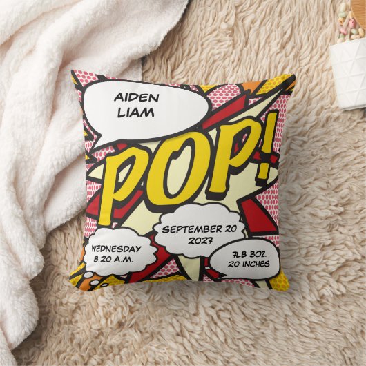 Baby Birth Stats Comic Buch Pop Kissen (Decke)
