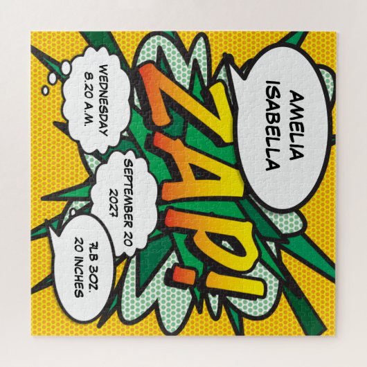 Baby Birth Stats Comic Buch Pop Puzzle (Horizontal)