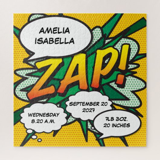 Baby Birth Stats Comic Buch Pop Puzzle (Vertikal)