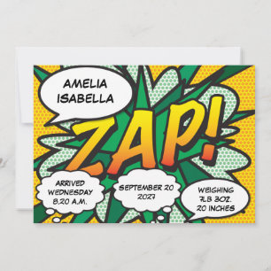 Baby Birth Stats Comic Pop Ankündigung