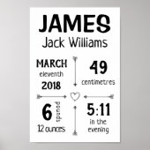 Baby Birth Stats Custom Wall Print Poster - Pfeile (Vorne)