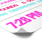 Baby Birth Stats Custom Wall Print Poster - Pink (Ecke)