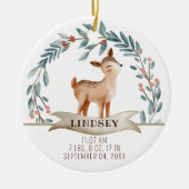 Baby Birth Stats Deer Foto Baby's 1st Christmas Keramik Ornament (Vorne)