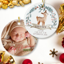 Baby Birth Stats Deer Foto Baby's 1st Christmas