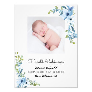 Baby Birth Stats Floral Fotodruck
