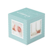 Baby Birth Stats Foto Cube | Aqua Würfel (Rückseite Schrägansicht)