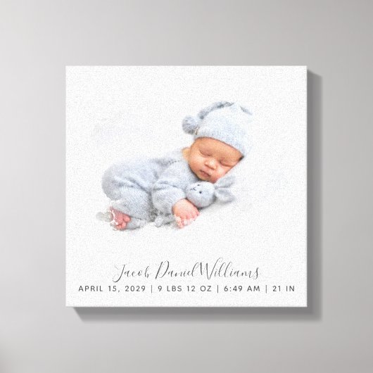 Baby Birth Stats Foto Maske Neugeborene Keepake Leinwanddruck (Vorderseite)