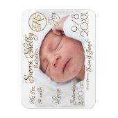 Baby Birth Stats & Foto Monogram Custom Keepake Magnet (Vertikal)