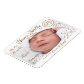 Baby Birth Stats & Foto Monogram Custom Keepake Magnet (Linke Seite)