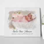 Baby Birth Stats Foto Newborn Keepake Kinderzimmer Leinwanddruck<br><div class="desc">Unser personalisiertes Baby Birth Stats Foto Newborn Keepake Kinderzimmer personalisierte Wandkunstdrucke werden Ihnen helfen, diesen besonderen Augenblick zu feiern und Ihr neues Freudenbündel zu begrüßen, indem Sie ein perfektes Erbgeschenk für Sie erhalten, um für die nächsten Jahre zu schätzen. Dekorieren Sie Ihr Kinderzimmer mit diesem stilvollen Poster. Bestelle noch heute!...</div>