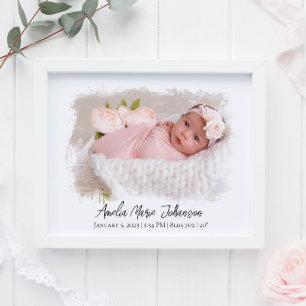 Baby Birth Stats Foto Newborn Keepake Kinderzimmer Poster