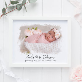 Baby Birth Stats Foto Newborn Keepake Kinderzimmer Poster