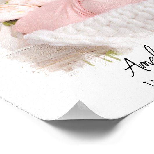 Baby Birth Stats Foto Newborn Keepake Kinderzimmer Poster (Ecke)