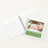 Baby Birth Stats Foto-Notebook | Grüne Streifen Notizblock (Innenseite)