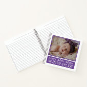 Baby Birth Stats Foto-Notebook | Lila Streifen Notizblock (Innenseite)