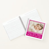Baby Birth Stats Foto-Notebook | Magenta Stripes Notizblock (Innenseite)